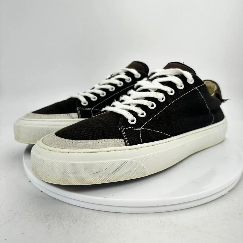 John Elliott Low Men Size EU 42 US 9 Black Canvas White Rubber Sole Shoes